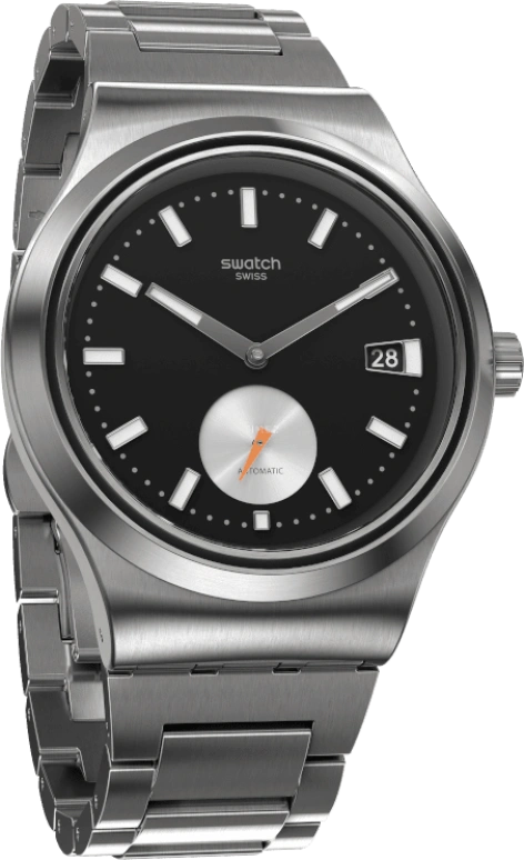 Swatch,IRONY 42mm,42mm,Stainless Steel,Black,Sapphire,Crystal Glass,Open,SY23S406G