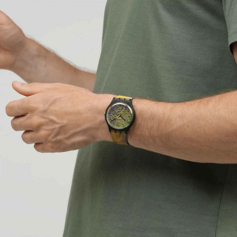 Swatch,Originals 41mm,41mm,Bio-sourced,Brown,Quartz,Day,Bio-sourced,Glass,SO29Z402