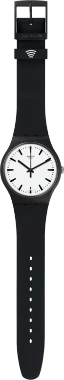 Swatch,Originals 41mm,41mm,Plastic,White,Quartz,Tonneau,Black,SVIB105,SVIB105-5300