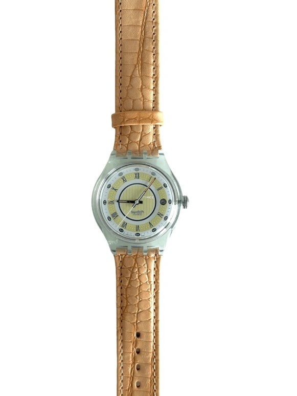 Swatch,Other 37mm,37mm,Plastic,Yellow,Automatic,Day,Sapphire,Crystal Glass,SAG400