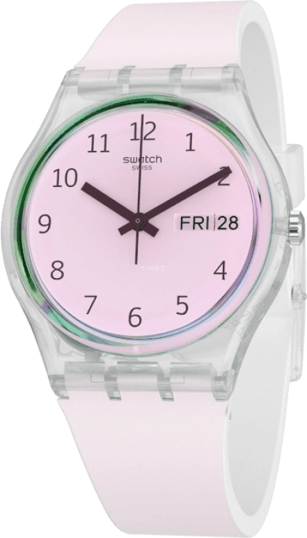Swatch,Originals 34mm,34mm,Plastic,Pink,Green,Sapphire,Crystal Glass,GE714