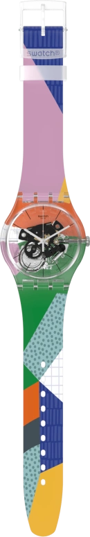 Swatch,Originals 41mm,41mm,Plastic,Multi-Color,Orange,Green,Quartz,Sapphire,Crystal Glass,Round,SUOK144,SUOK144-033