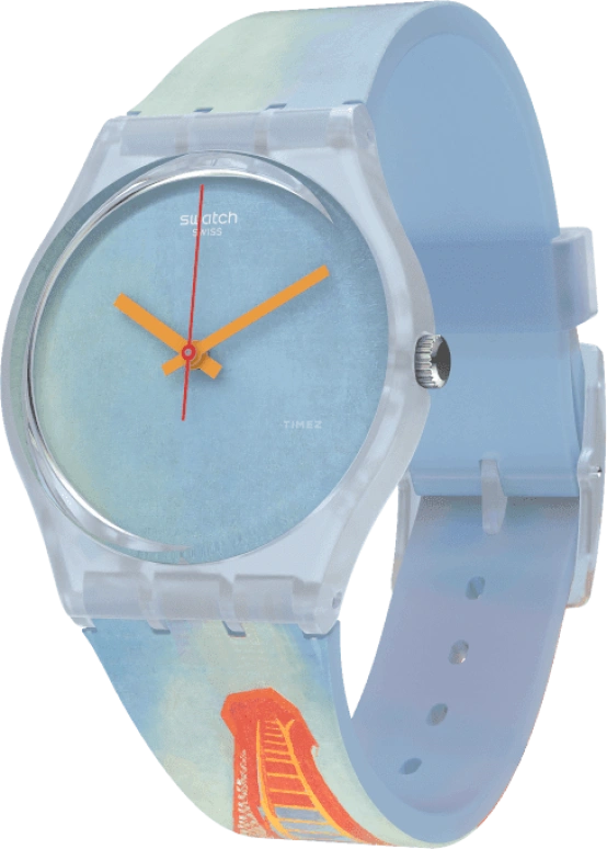 Swatch,Originals 34mm,34mm,Plastic,Blue,Quartz,Sapphire,Crystal Glass,Round,GZ357