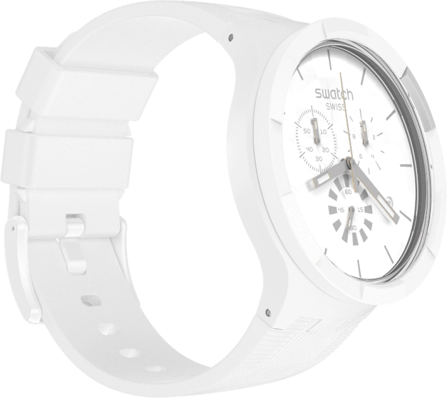 Swatch,THE BOLD 47mm,47mm,Plastic,White,Sapphire,Crystal Glass,SB02W400