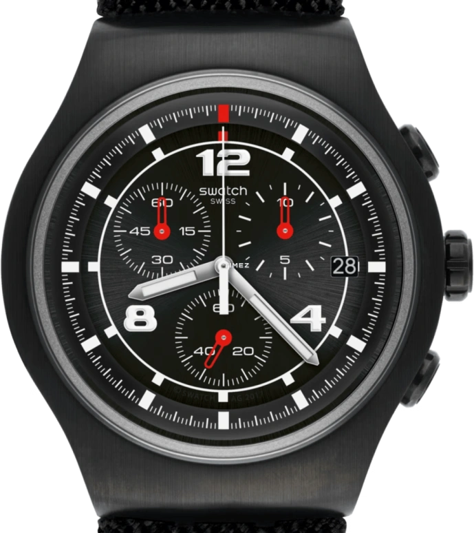 Swatch,IRONY 47mm,47mm,Stainless Steel,Black,Quartz,Chronograph,Day,YOB404