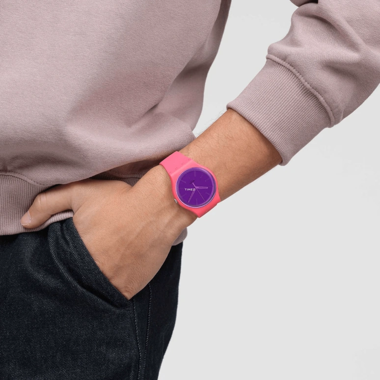 Swatch,Originals 41mm,41mm,Bio-sourced,Purple,Quartz,Tonneau,Pink Red,SO29P102