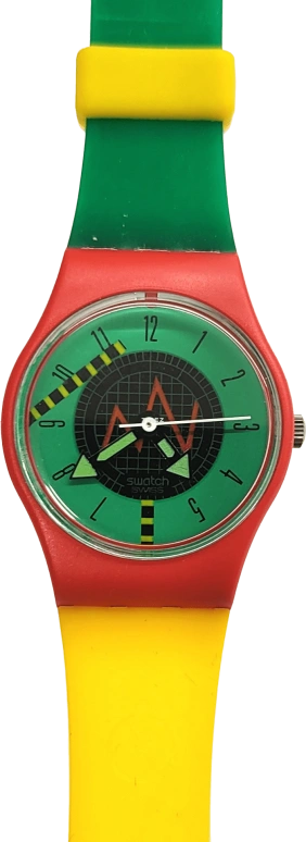 Swatch,Other 25mm,25mm,Plastic,Green,Quartz,Sapphire,Crystal Glass,Round,LR106