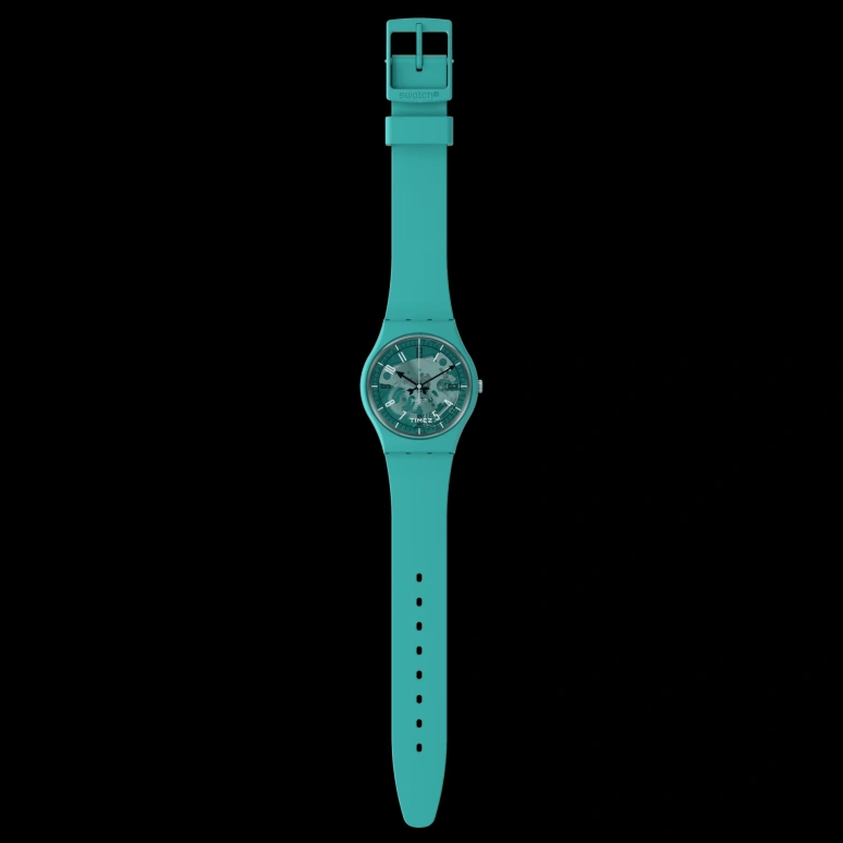 Swatch,Originals 34mm,34mm,Bio-sourced,Transparent,Quartz,Round,Blue,SO28G108