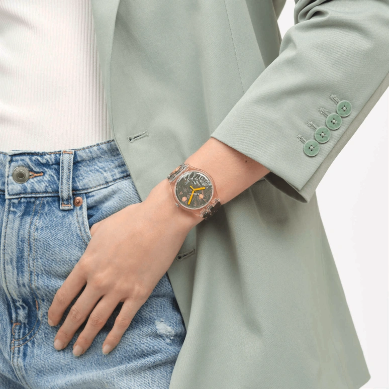Swatch,Originals 41mm,41mm,Plastic,Green,Quartz,Sapphire,Round,SUOZ357