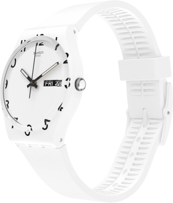 Swatch,Originals 39.20mm,39.20mm,Plastic,White,Sapphire,Crystal Glass,GW716