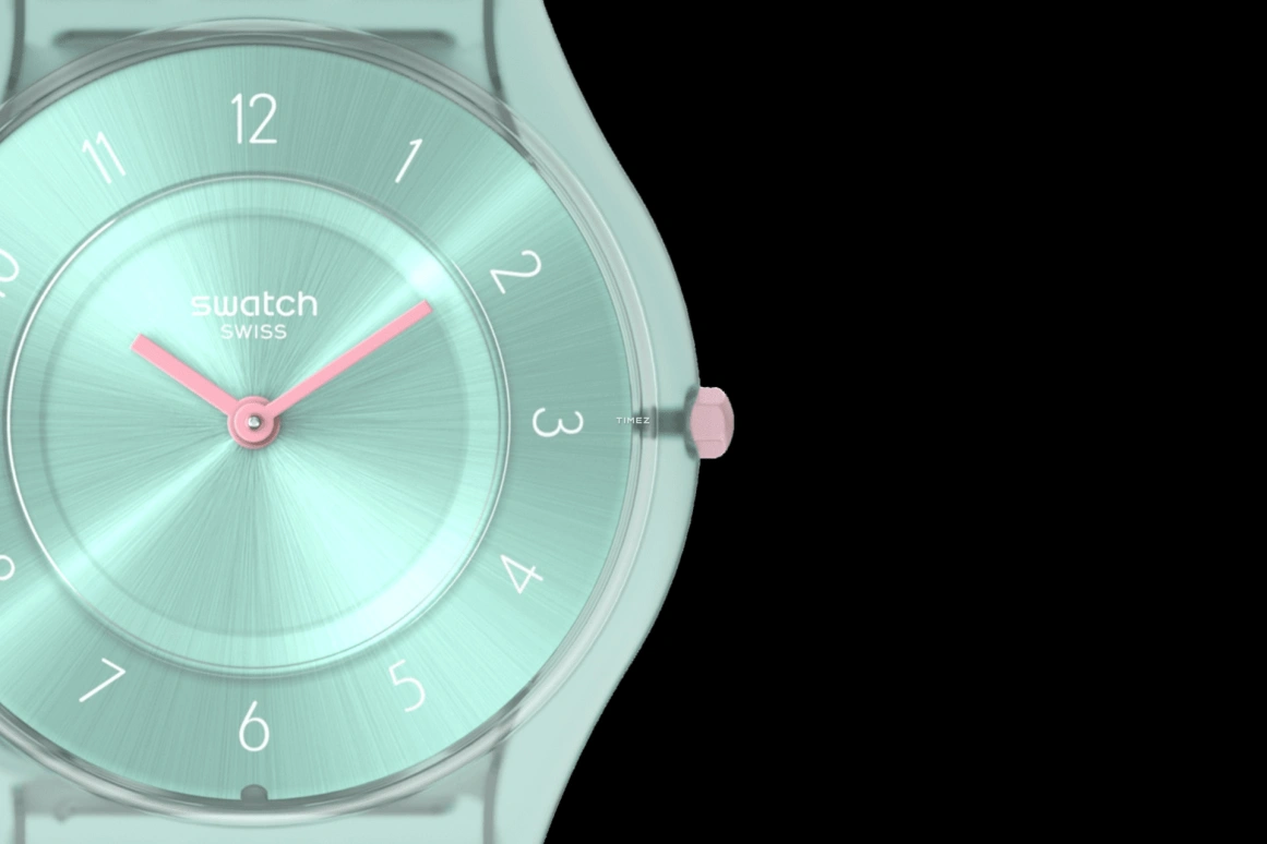 Swatch,Other 34mm,34mm,Bio-sourced,Green,Quartz,Sapphire,Crystal Glass,Round,SS08L100