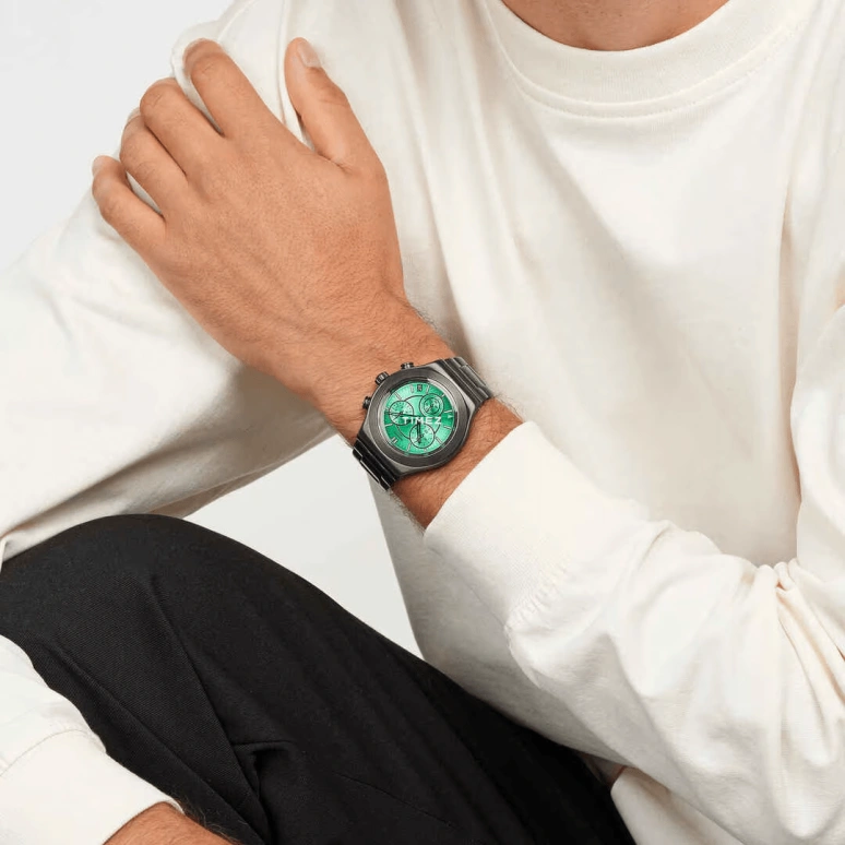 Swatch,IRONY 43mm,43mm,Stainless Steel,Green,Quartz,Chronograph,Day,YVM407G