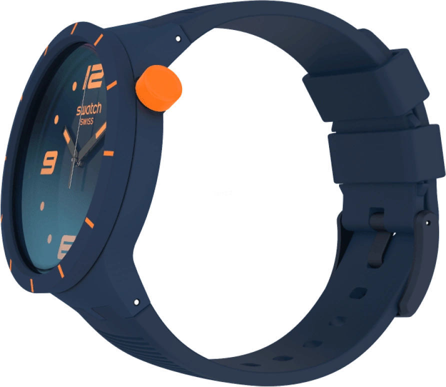 Swatch,THE BOLD 47mm,47mm,Plastic,Blue,Closed,SO27N110