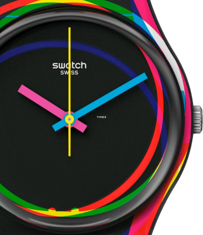 Swatch,Originals 34mm,34mm,Plastic,Black,Quartz,Tonneau,GB333