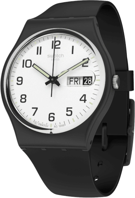 Swatch,Originals 34mm,34mm,Plastic,White,Quartz,Date,Day,GB743