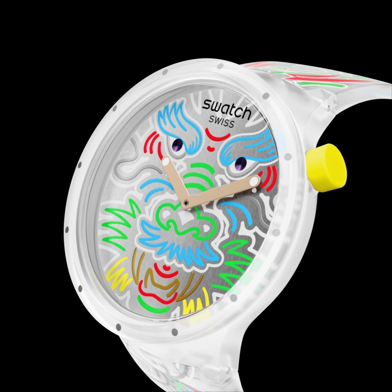 Swatch,Other 47mm,47mm,Bio-sourced,Grey,Quartz,Round,Transparent,SB05Z102