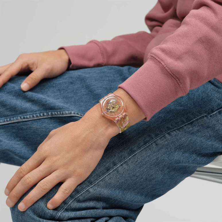 Swatch,Originals 41mm,41mm,Plastic,Transparent,Quartz,Sapphire,Crystal Glass,Round,SUOK147,SUOK147-032