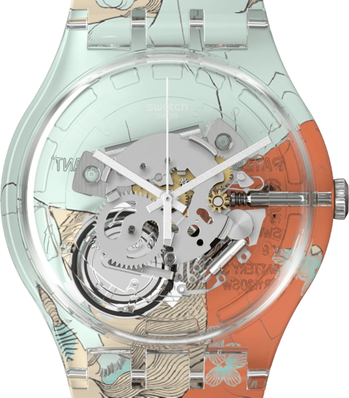 Swatch,Originals 41mm,41mm,Plastic,Transparent,Quartz,Round,SUOK137,SUOK137-046