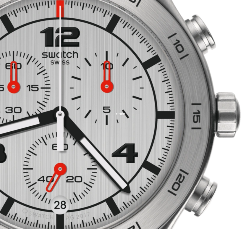 Swatch,IRONY 43mm,43mm,Stainless Steel,Grey,Quartz,Chronograph,Day,YVS447G