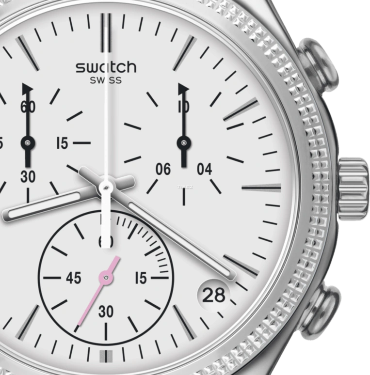 Swatch,IRONY 40mm,40mm,Stainless Steel,Silver White,Quartz,Chronograph,Day,YCS599