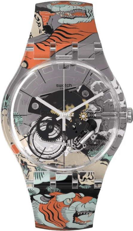 Swatch,Originals 41mm,41mm,Plastic,Transparent,Quartz,Round,SUOK144,SUOK144-065