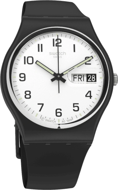 Swatch,Originals 34mm,34mm,Plastic,White,Quartz,Date,Day,GB743