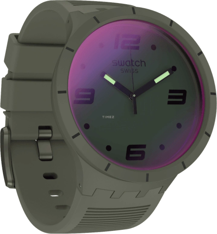 Swatch,THE BOLD 47mm,47mm,Plastic,Green,Sapphire,Crystal Glass,SO27M105