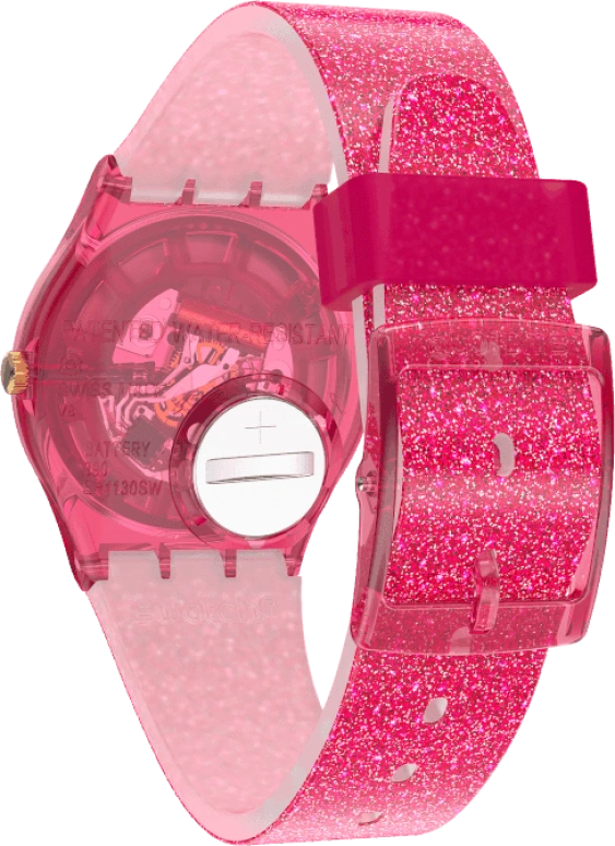 Swatch,Originals 34mm,34mm,Plastic,Pink,Sapphire,Crystal Glass,GP169