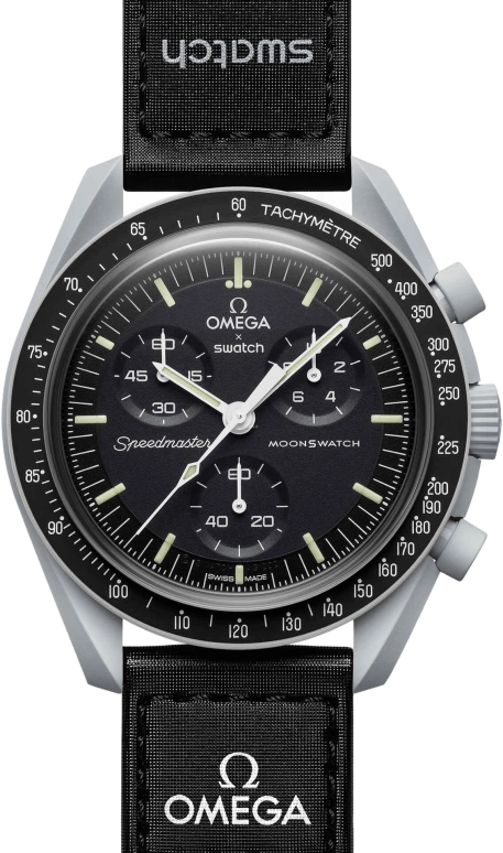 Swatch,MoonSwatch 42mm,42mm,Bioceramic,Black,Quartz,Chronograph,Rattrapante,SO33M100