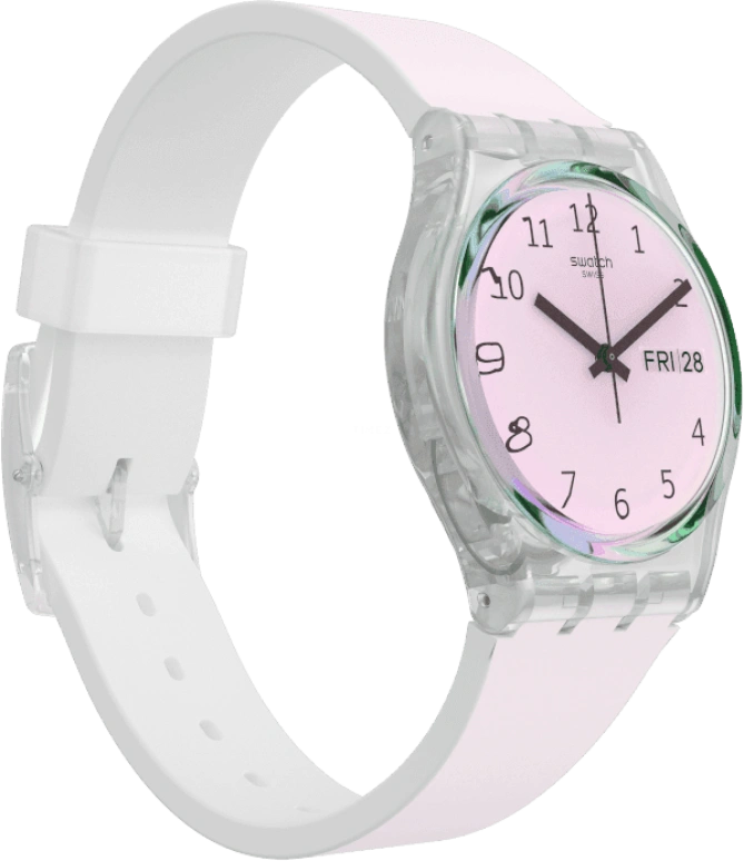 Swatch,Originals 34mm,34mm,Plastic,Pink,Green,Sapphire,Crystal Glass,GE714