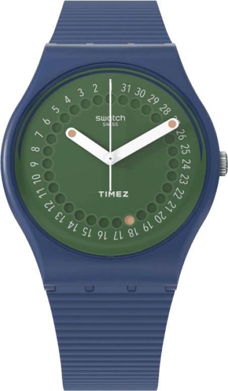 Swatch,Originals 34mm,34mm,Bio-sourced,Green,Quartz,Sapphire,Crystal Glass,Round,SO28N403