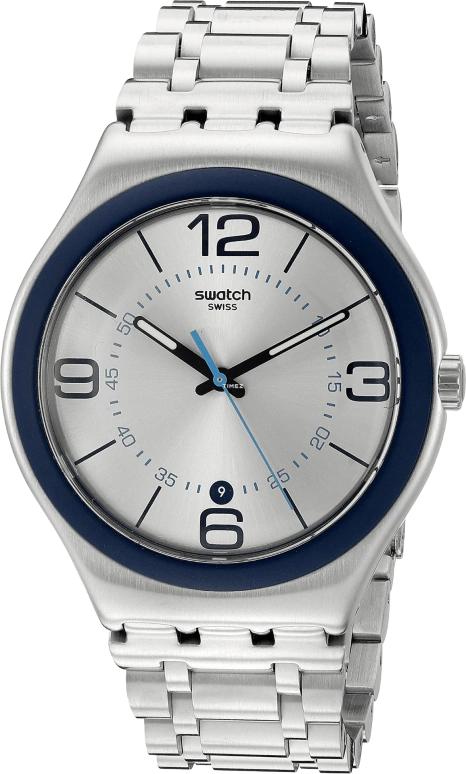 Swatch,Other 43mm,43mm,Stainless Steel,Silver,Quartz,Day,Sapphire,Crystal Glass,YWS413G