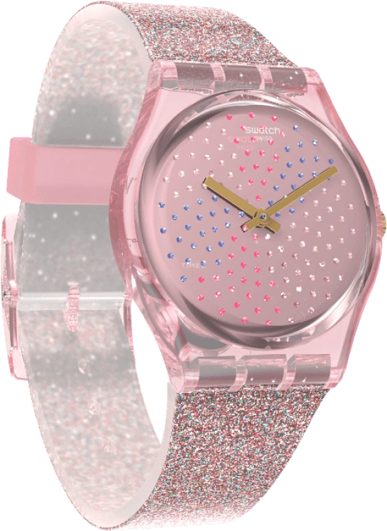 Swatch,Originals 34mm,34mm,Plastic,Pink,Sapphire,Crystal Glass,GP168