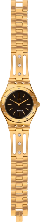 Swatch,IRONY 33mm,33mm,Stainless Steel,Black,Quartz,Tonneau,Gold,YLG135G