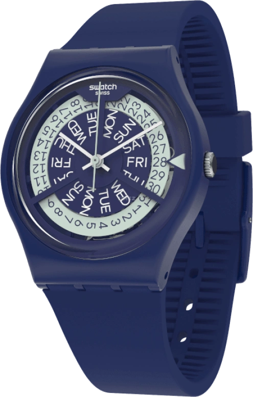 Swatch,Originals 34mm,34mm,Plastic,Blue,Sapphire,Crystal Glass,Closed,GN727