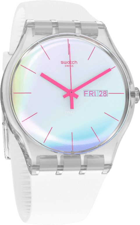Swatch,Originals 41mm,41mm,Plastic,Blue,Pink,Sapphire,Crystal Glass,SUOK713
