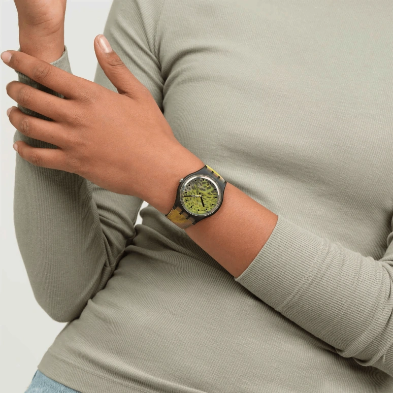 Swatch,Originals 41mm,41mm,Bio-sourced,Brown,Quartz,Day,Bio-sourced,Glass,SO29Z402