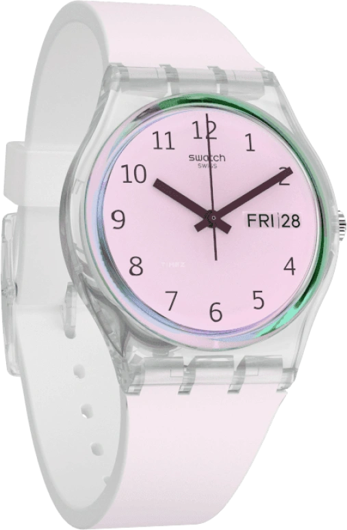 Swatch,Originals 34mm,34mm,Plastic,Pink,Green,Sapphire,Crystal Glass,GE714