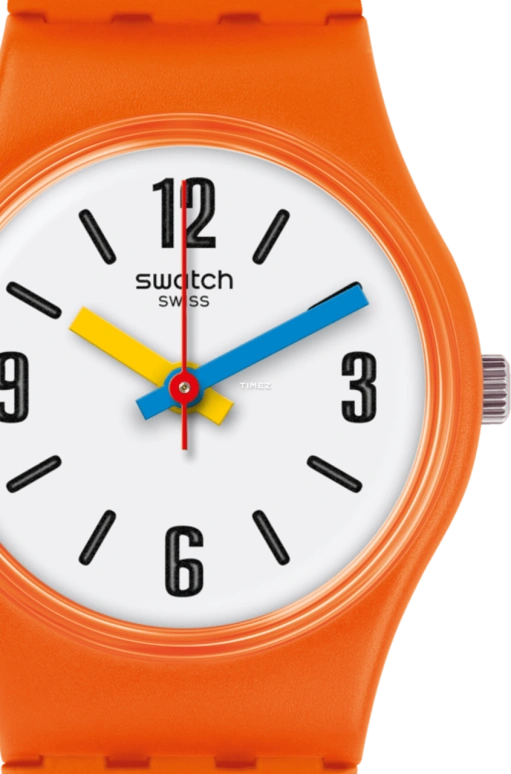Swatch,Other 25mm,25mm,Plastic,White,Quartz,Tonneau,Orange,LO114