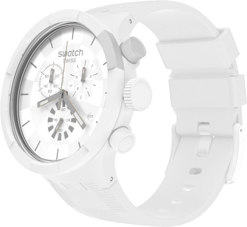 Swatch,THE BOLD 47mm,47mm,Plastic,White,Sapphire,Crystal Glass,SB02W400