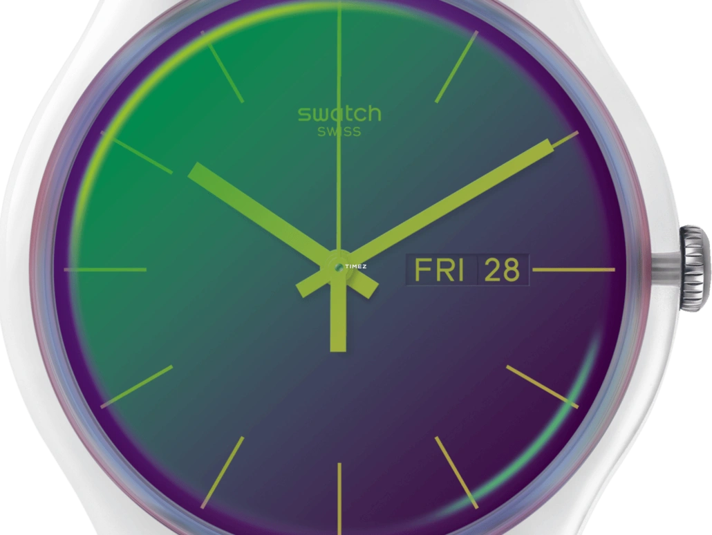 Swatch,Originals 41mm,41mm,Bio-sourced,Purple,Green,Gradient,Quartz,Date,Day,SO29K703