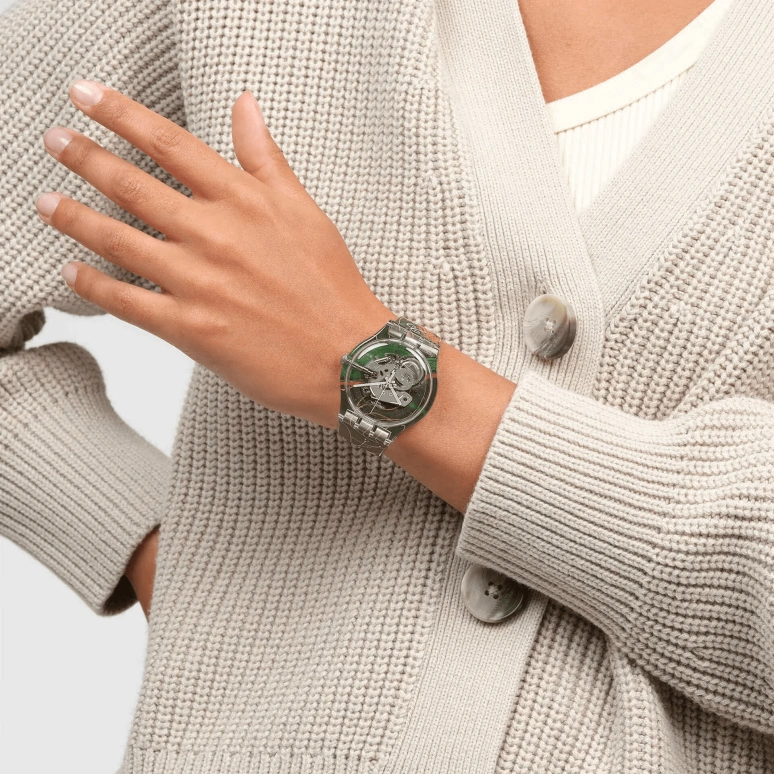 Swatch,Originals 41mm,41mm,Plastic,Transparent,Quartz,Sapphire,Crystal Glass,Round,SUOK137,SUOK137-043