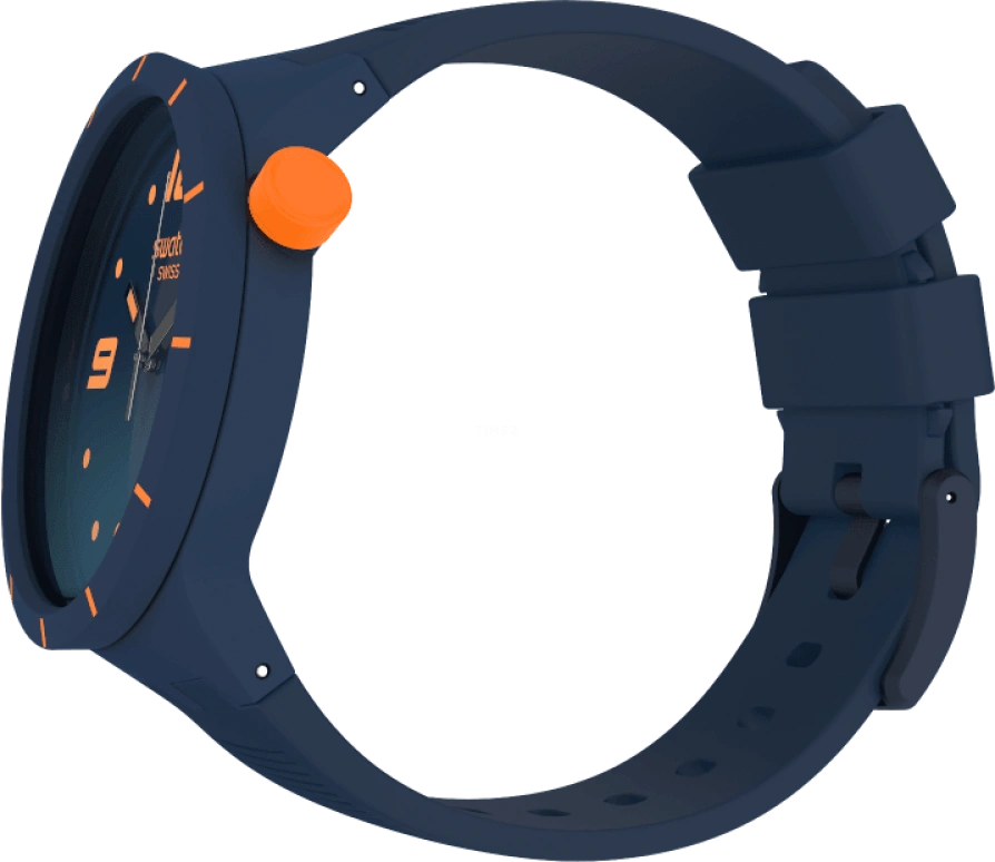 Swatch,THE BOLD 47mm,47mm,Plastic,Blue,Closed,SO27N110