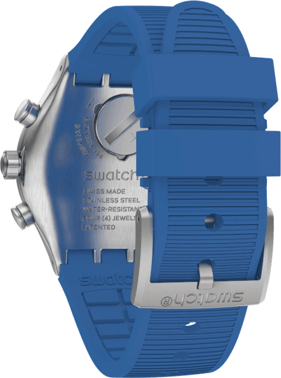Swatch,IRONY 43mm,43mm,Stainless Steel,Black,Silver,Blue,Minutes,YVS485