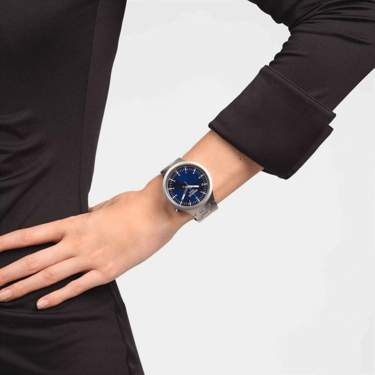 Swatch,Other 47mm,47mm,Stainless Steel,Blue,Quartz,Sapphire,Crystal Glass,Round,SB07S102G