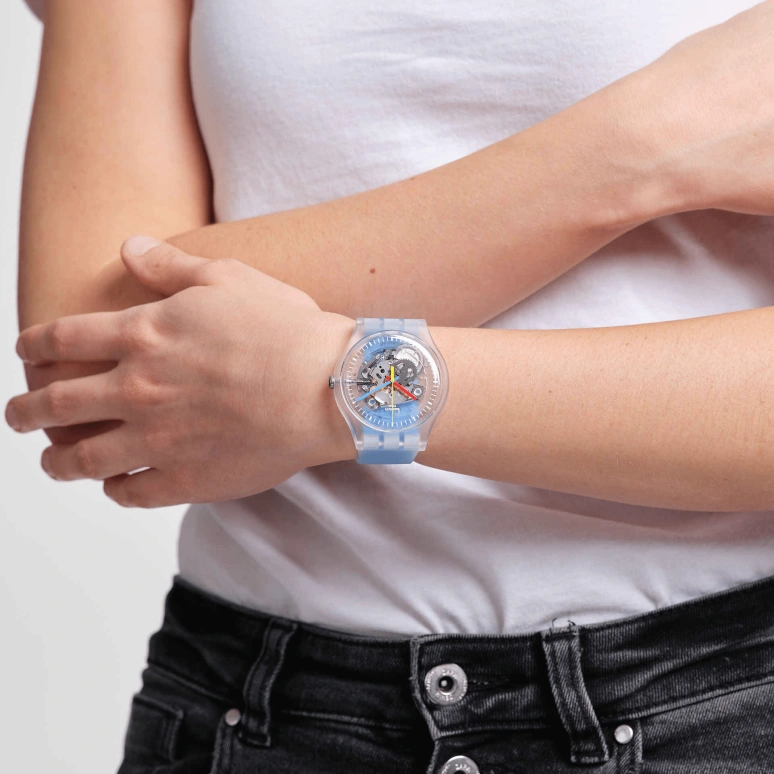 Swatch,Originals 41mm,41mm,Plastic,Skeleton,Quartz,Round,Transparent,SUOK156