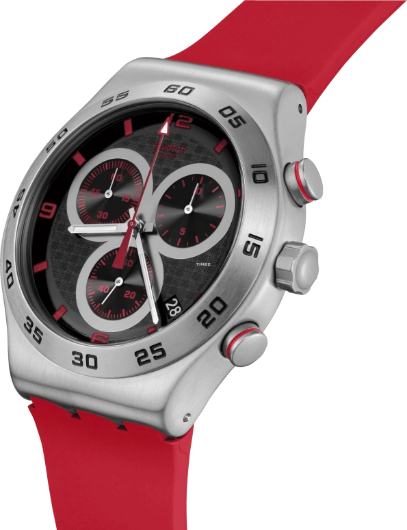 Swatch,Other 43mm,43mm,Stainless Steel,Black,Quartz,Chronograph,Day,YVS524