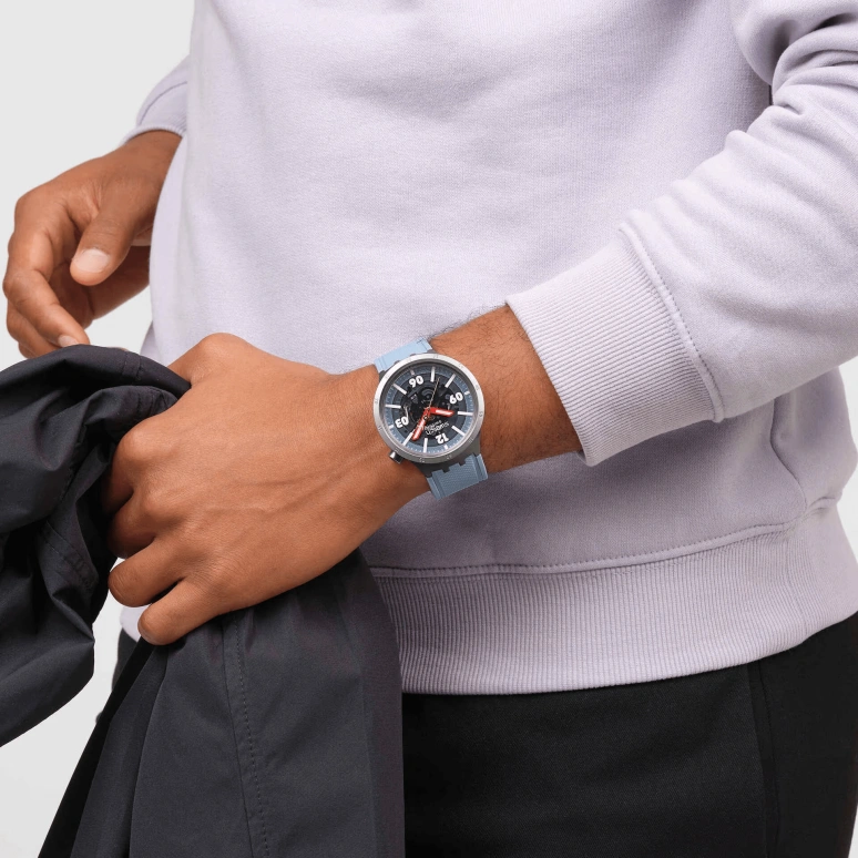 Swatch,THE BOLD 47mm,47mm,Stainless Steel,Blue,Quartz,Round,Gray,SB07S122