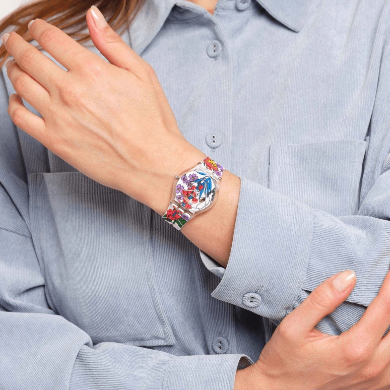 Swatch,SKIN 34mm,34mm,Plastic,Multi-Color,Transparent,SS08K110