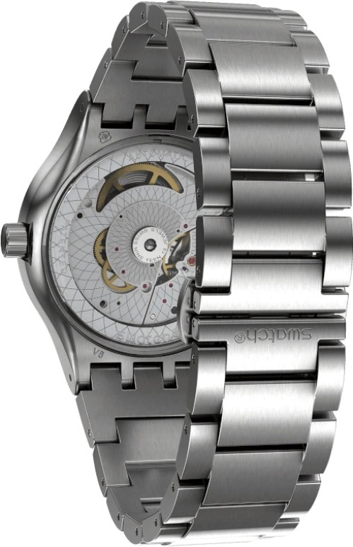 Swatch,IRONY 42mm,42mm,Stainless Steel,Black,Sapphire,Crystal Glass,Open,SY23S406G